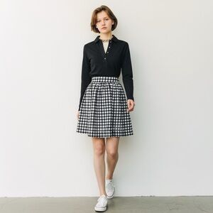 Urban Outfitters Silence & Noise Gingham Plaid Waist Pleat Tulip Skirt